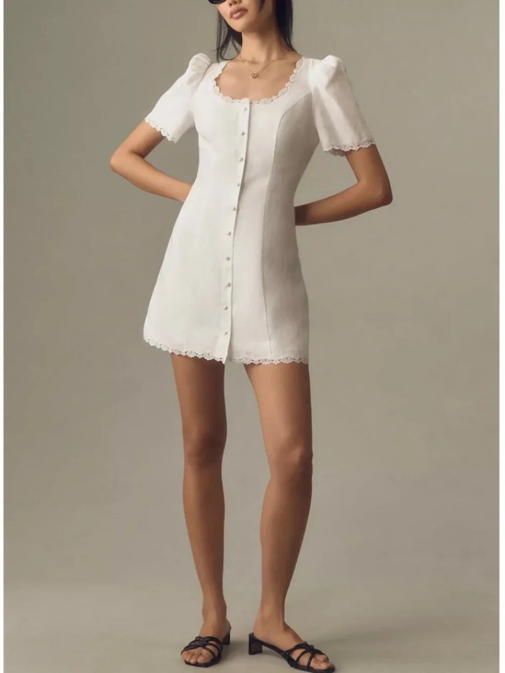 Reformation Anabella White Linen Dress